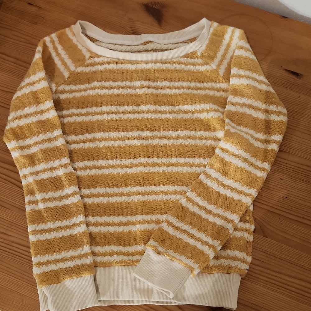 Striped Mustard and Cream Women's Sweater